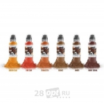 Сет красок для художественной татуировки World Famous Tattoo Ink by Maks Kornev, Brick Tone Color, 6 цветов, 30 мл